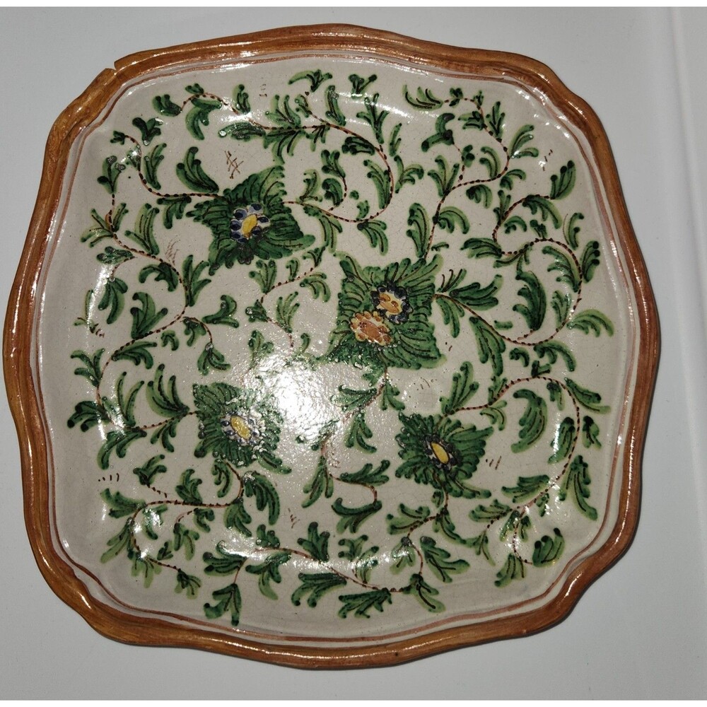 Vintage Hand Painted Italian Plate With Chip In Corner